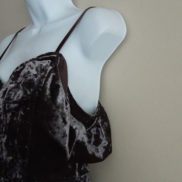 American eagle crushed velvet ruffle mini party dress  S/P gray y2k Grunge soft - Picture 3 of 7